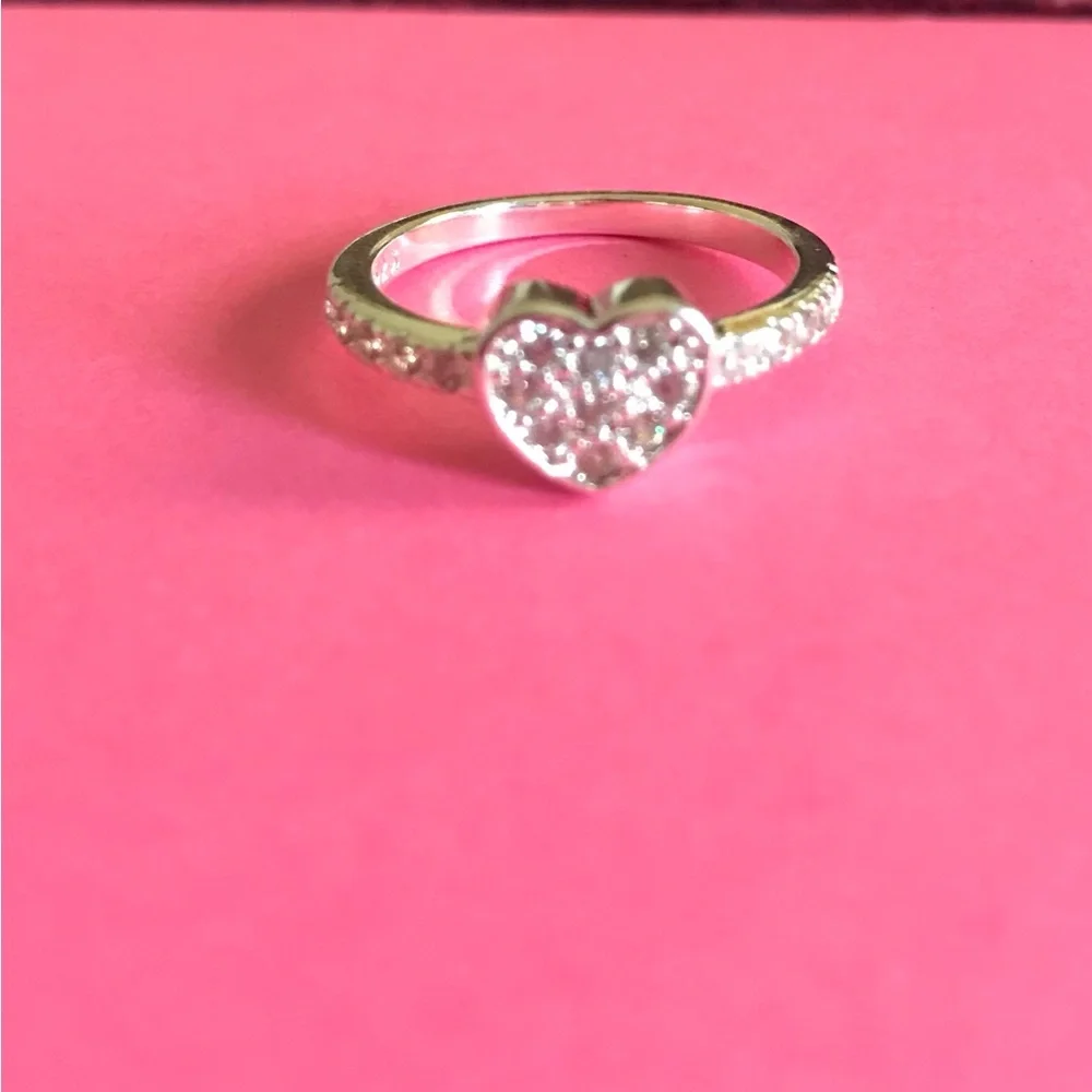 Sterling Silver Heart Pavé Ring